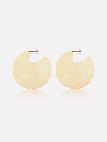 Simple geometric Matte finished Stainless Steel Gold Earrings