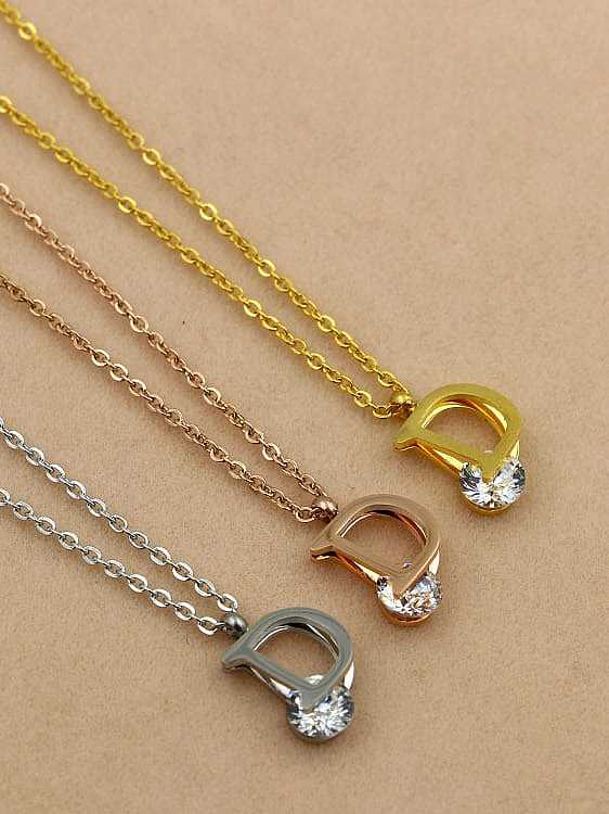 Titanium Cubic Zirconia Letter Dainty Necklace