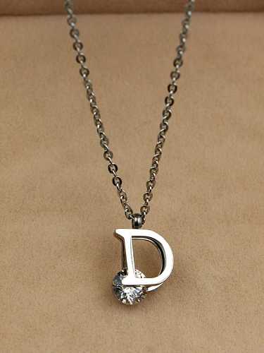 Titanium Cubic Zirconia Letter Dainty Necklace