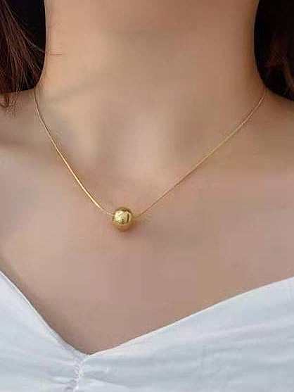 Minimalistische, glatte, runde Perlenanhänger-Halskette aus Titanstahl