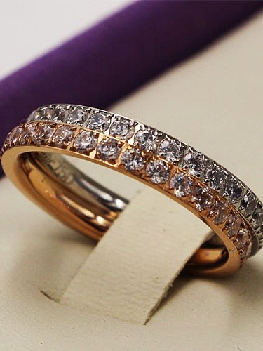 Titanium Cubic Zirconia Minimalist Band Ring