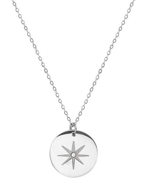 Stainless steel Round Awn star Minimalist Necklace