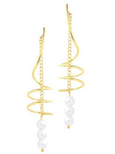 Brass Imitation Pearl Geometric Minimalist Drop Earring