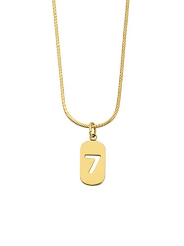 Collier pendentif géométrique minimaliste numéro 7 en acier titane