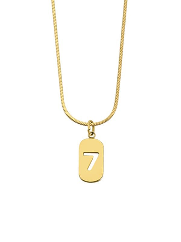 Minimalistische geometrische Anhänger-Halskette aus Titanstahl mit der Nummer 7