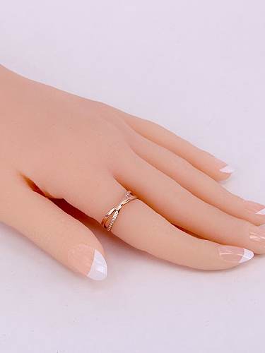 Titanium Cubic Zirconia Bowknot Minimalist Band Ring