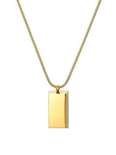 Collier pendentif rectangle minimaliste en acier titane