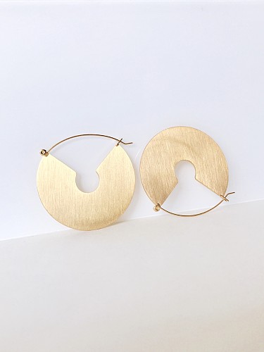 Stainless steel retro sector Disc Earrings