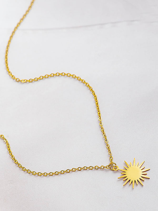 Collar con colgante de flor de sol minimalista de acero inoxidable