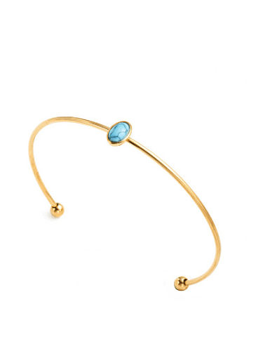 Bracelet manchette minimaliste goutte d'eau turquoise en acier titane