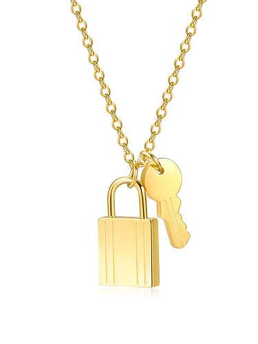 Collier pendentif clé médaillon minimaliste en acier titane