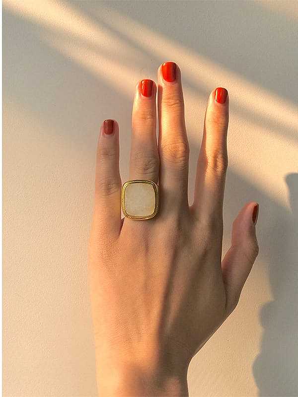Stainless Steel Multi Color Square Minimalist Band Ring