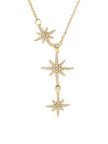 Titanium Steel Cubic Zirconia Star Vintage Lariat Necklace