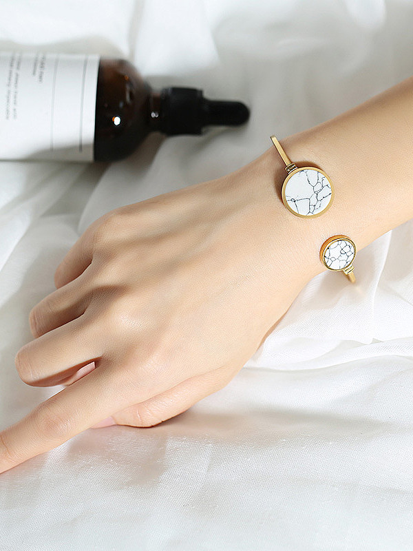 Stainless Steel With Minimalist style marble Bangles