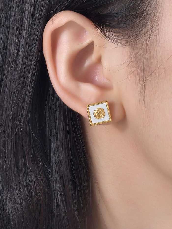 Stainless steel Enamel Geometric Vintage Stud Earring