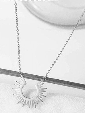 European and American style simple sun 18K titanium steel short necklace