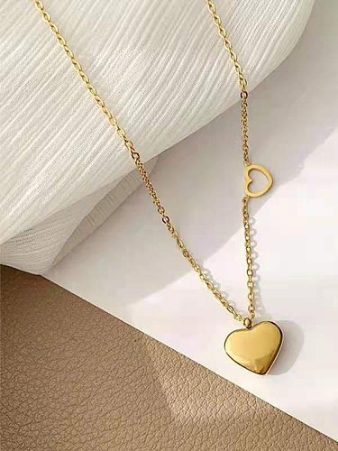 Titanium Steel Minimalist Smooth Heart Pendant Necklace