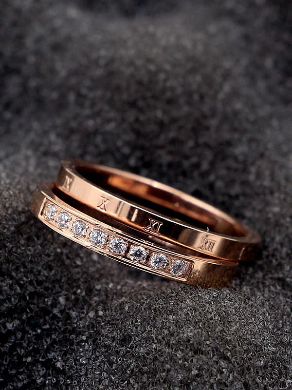 Titanium Number Cubic Zirconia Number Minimalist Band Ring