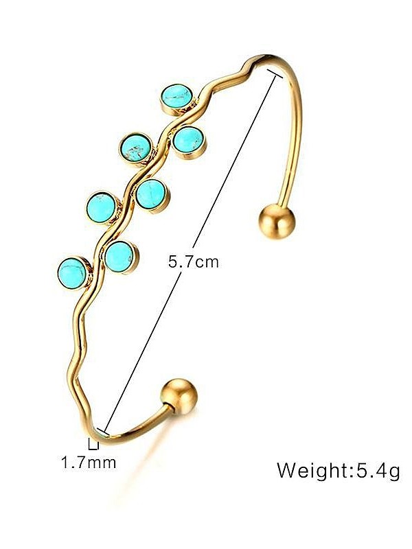 Stainless steel Turquoise gold open Bracelet