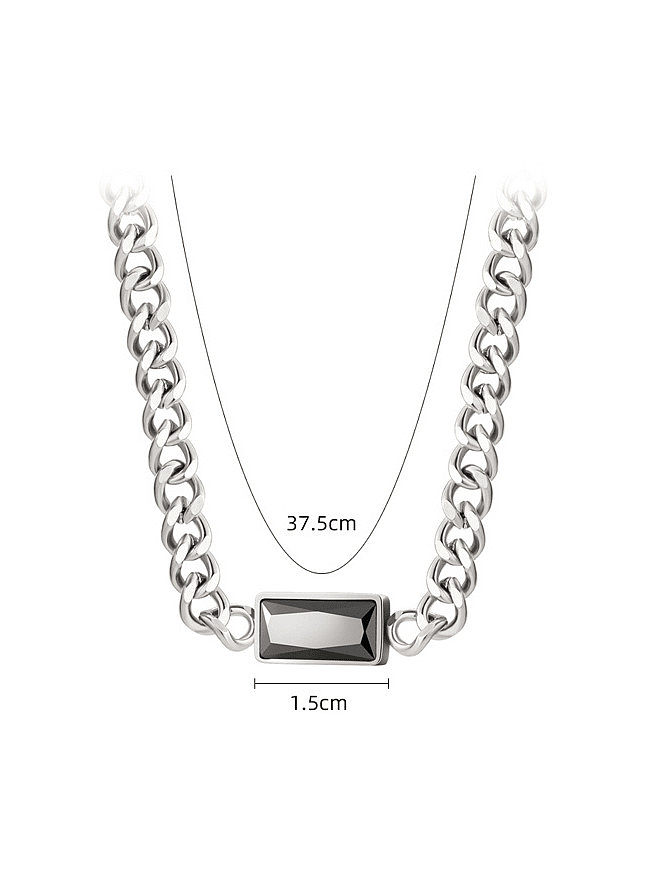 Titan Stahl Glas Stein Geometrische Vintage Hohlkette Halskette
