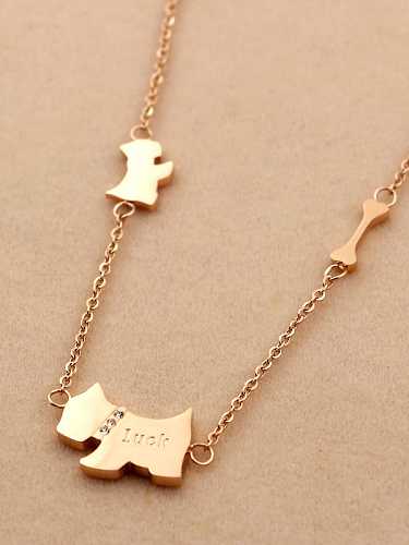 Titanium Dog Cute Cubic Zirconia Anklet