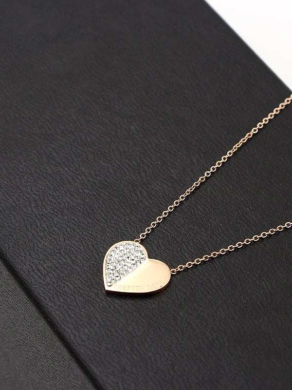 Titanium Cubic Zirconia Heart Dainty Necklace