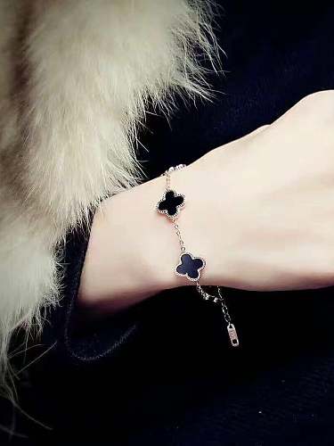 Titanium Shell Flower Classic Link Bracelet
