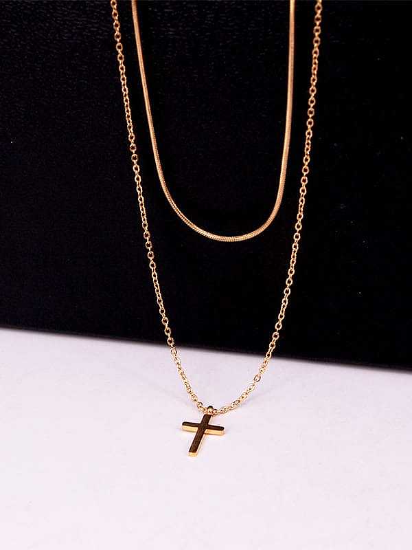 Titanium cross Minimalist Multi Strand Necklace