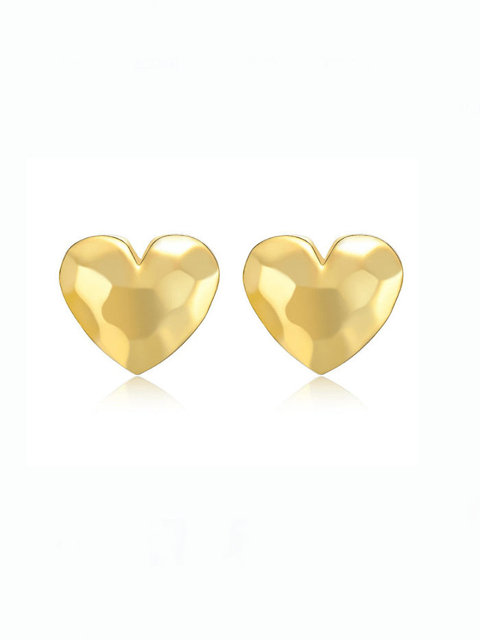 Boucles d'Oreilles Clou Minimaliste Coeur en Laiton