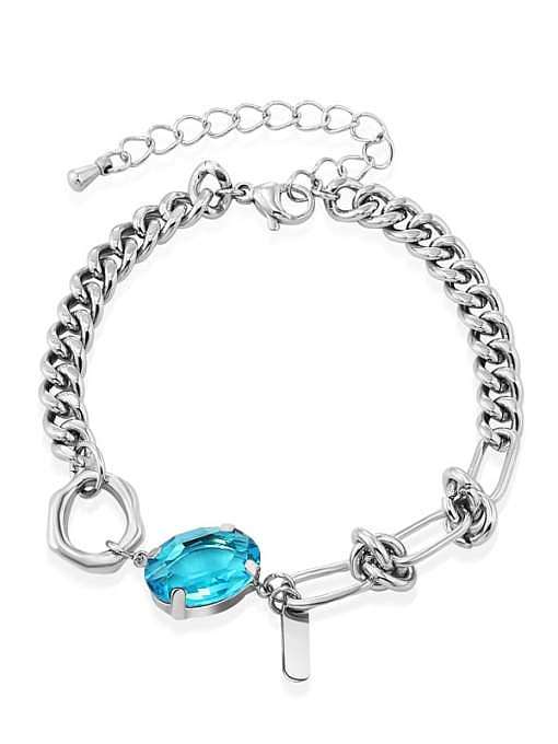 Titanium Steel Glass Stone Hollow Geometric Chain Vintage Link Bracelet