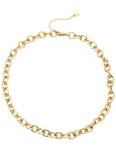 Brass Vintage Holllow Geometric Chain Necklace
