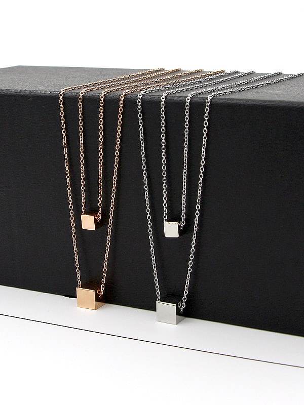 Titanium square Dainty Multi Strand Necklace