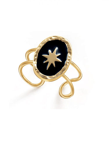 Brass Enamel Star Vintage Stackable Ring