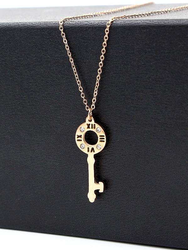 Schlüssel-Trend-Halskette aus Titan mit Kubikzirkonia