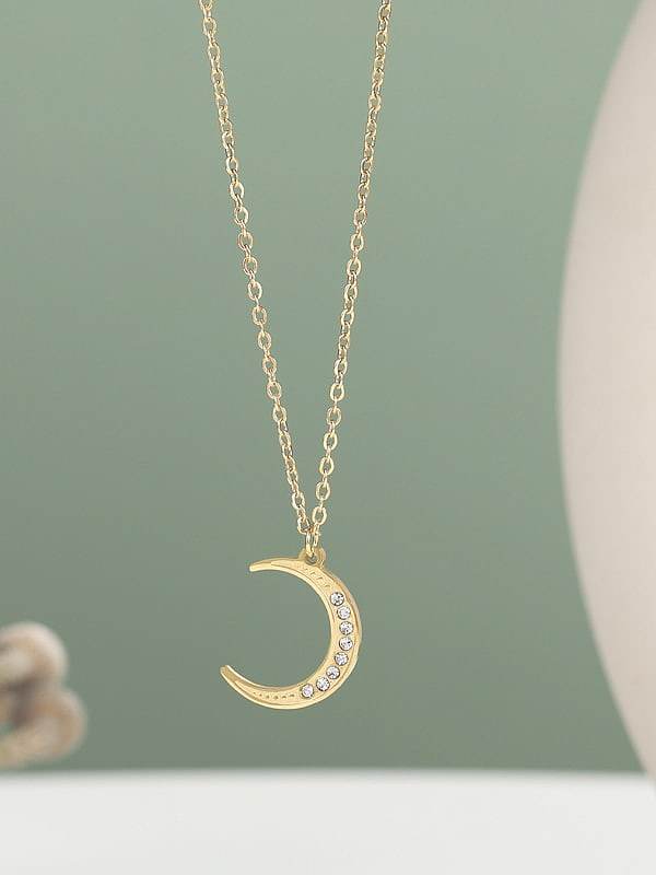 Minimalistische Halskette mit Zirkonia-Mond aus Titanstahl