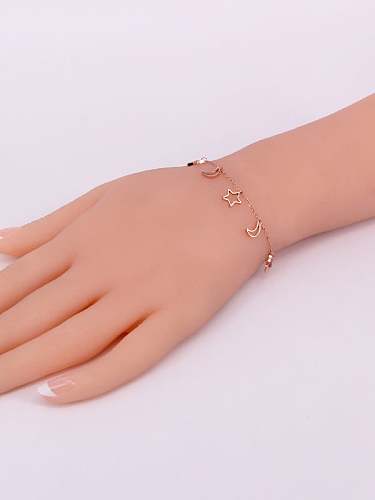 Titanium Hollow Moon Star Minimalist Link Bracelet