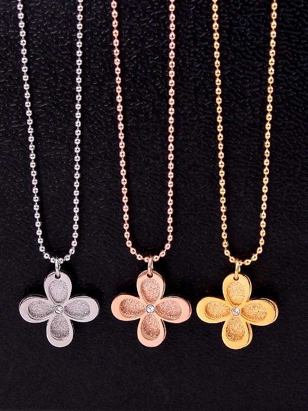 Titanium Cubic Zirconia Clover Dainty Necklace