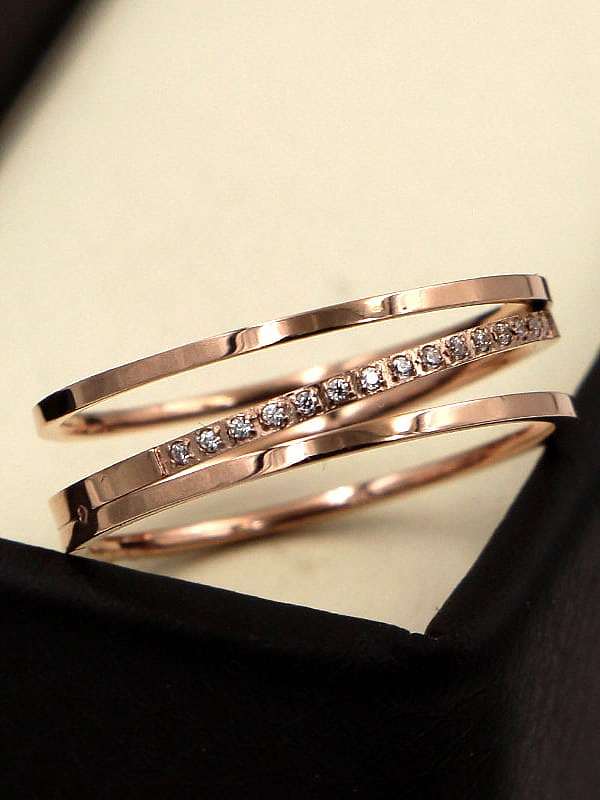 Titanium Cubic Zirconia Geometric Dainty Stackable Ring