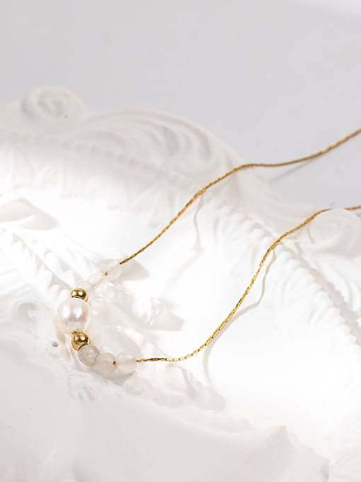 Zierliche Süßwasserperlen-Halskette aus Edelstahl