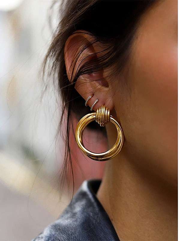 Copper Round Minimalist Drop Earring