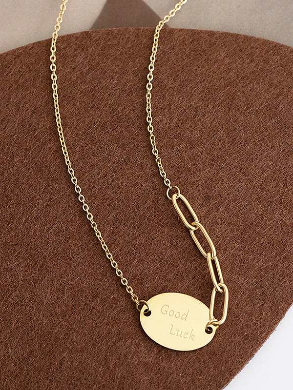 Titanium Steel Minimalist Oval Letter Pendant Necklace