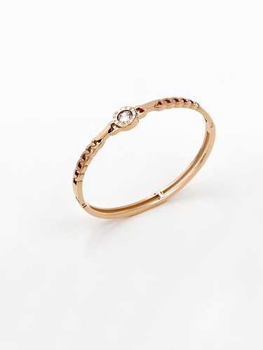 Titanium Glass Stone Number Minimalist Band Bangle