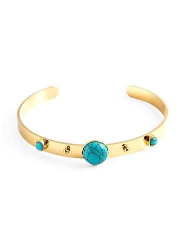 Stainless steel Turquoise Green Geometric Vintage Cuff Bangle