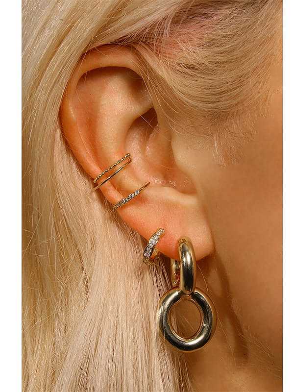 Brass Holllow Geometric Minimalist Drop Earring