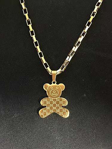 Titanium Steel Minimalist Bear Sweater Chain Necklace