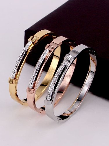 Titanium Smooth Cubic Zirconia Dainty Band Bangle