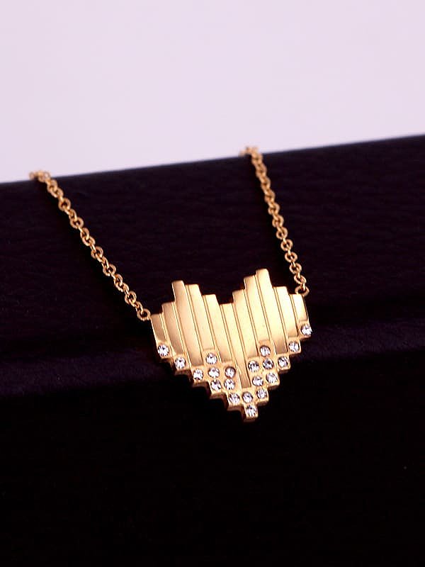Titanium Steel Rhinestone Heart Minimalist Necklace