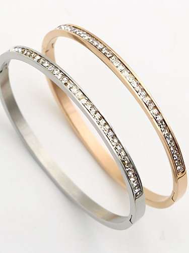 Titanium Smooth Cubic Zirconia Geometric Minimalist Band Bangle