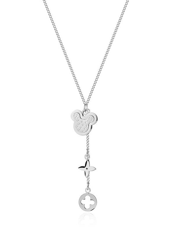 Titan-Stahl-Kreuz-Halskette mit niedlichem Mickey-Anhänger