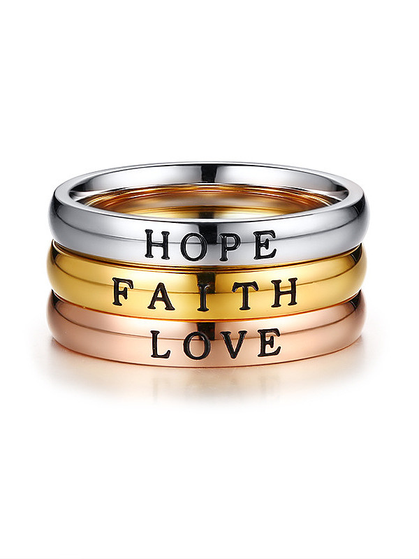 Stainless Steel Minimalist Style Printed letter Rings